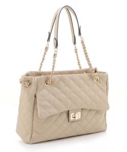 Fashion Quilted Embossed Gold Chain Shoulder Bag XB20129 KHAKI